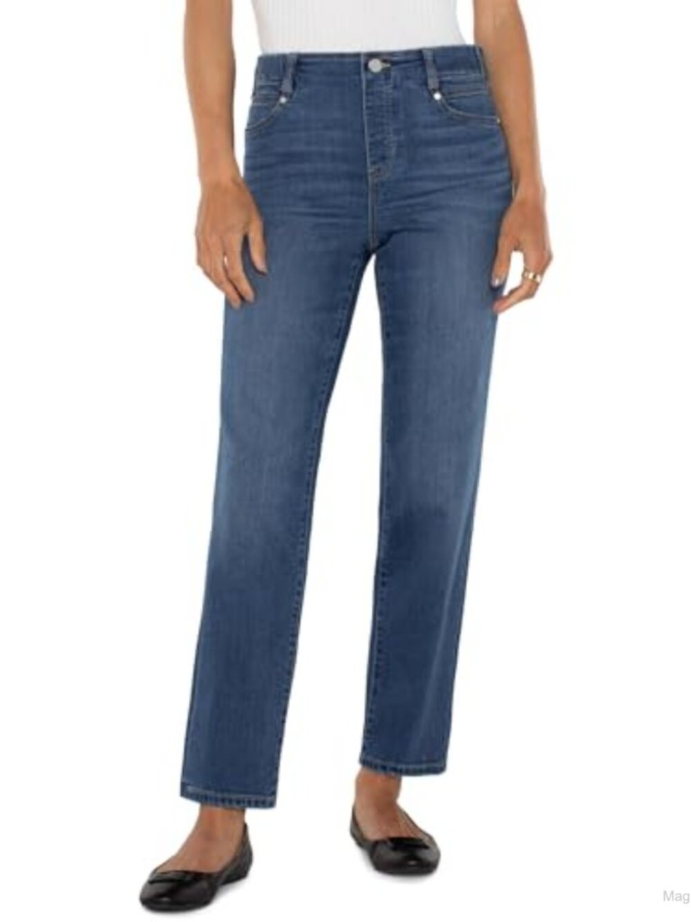 Slim Fit Pull-On Stretch Jeans with Button Closure